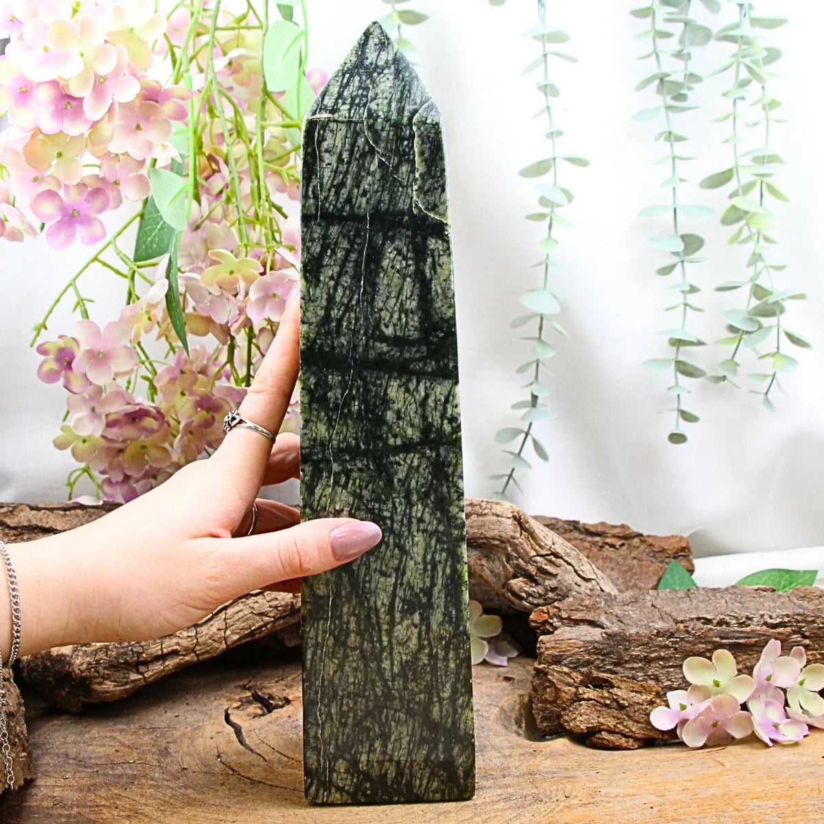 Serpentin jungle jaspis obelisk, Afghanistan, 31 cm, nr 26
