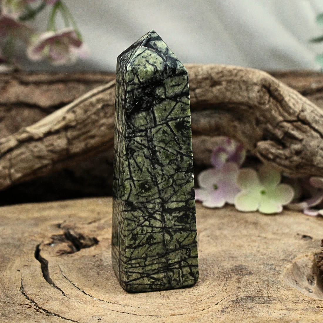 Serpentin jungle jaspis obelisk, Afghanistan, 12 cm, nr 28