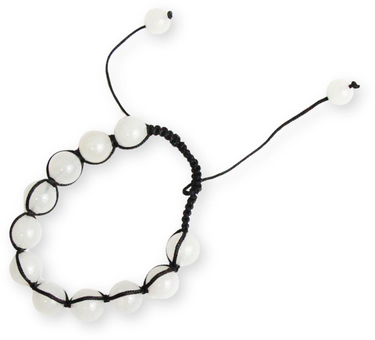 Jade armband i shamballastil, vita pärlor 10 mm, justerbart