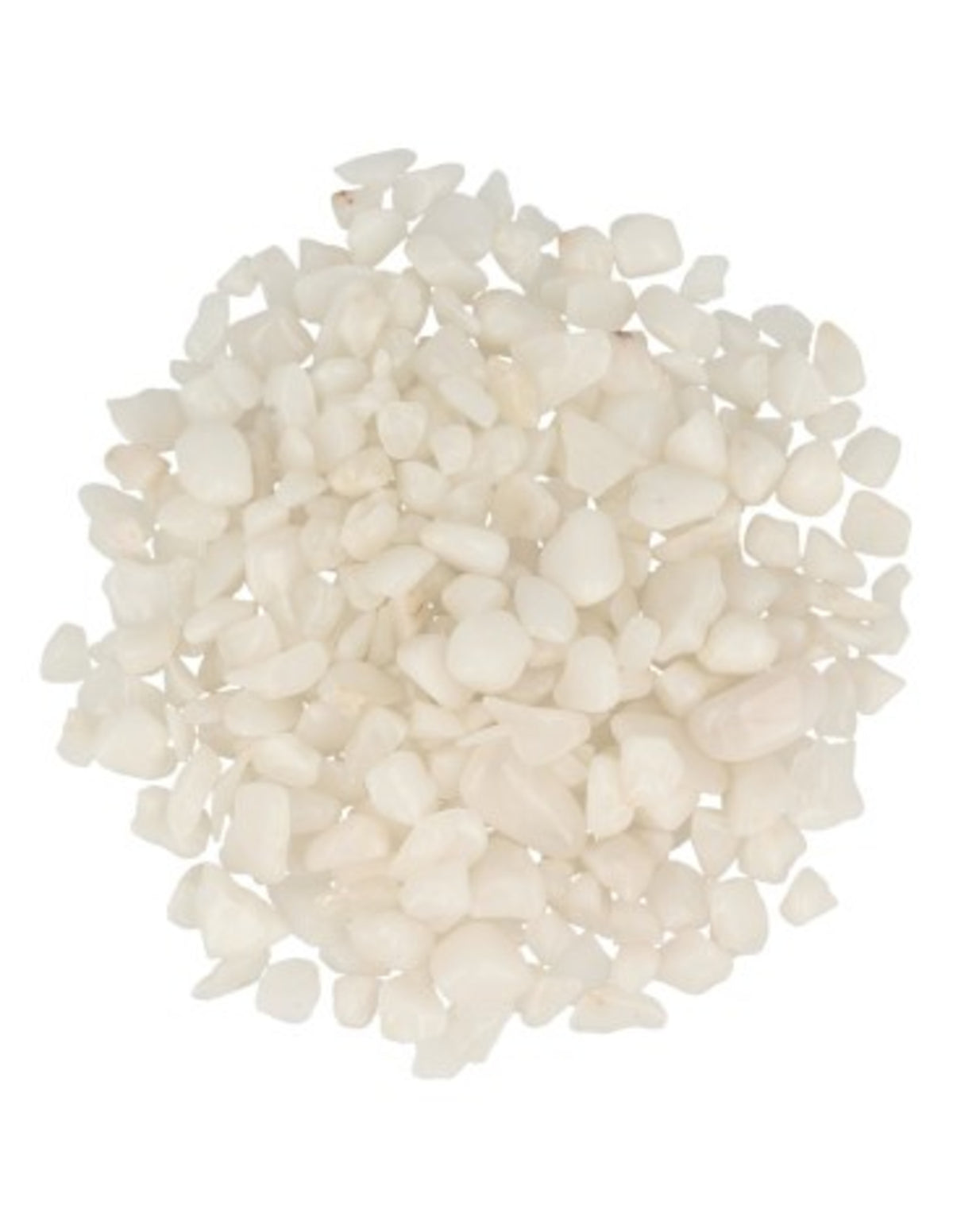 Snökvarts trumlade stenar, små bitar, 5 till 10 mm, 250 g