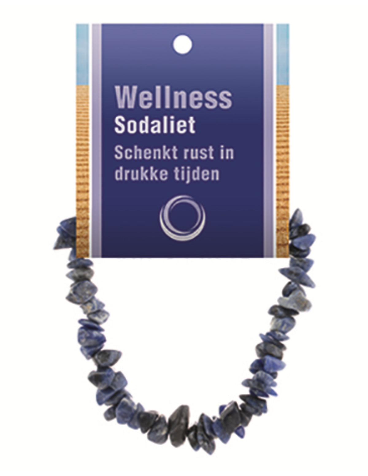 Sodalit armband med splitstenar, 5 till 10 mm, På kort
