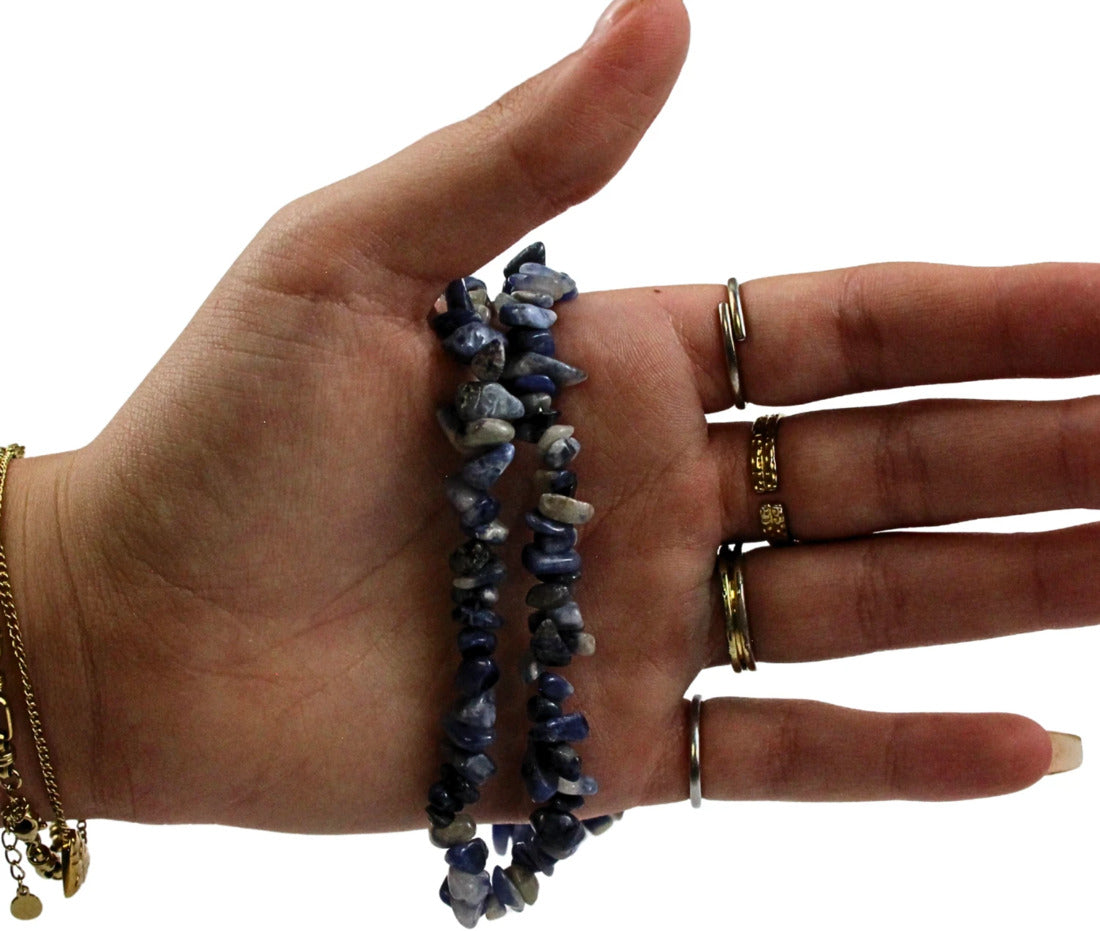 Sodalit halsband med splitstenar, 45 cm