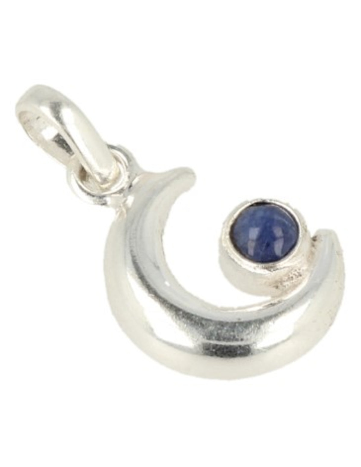 Sodalit hänge i silver, måne med rund sten, 2,3 cm