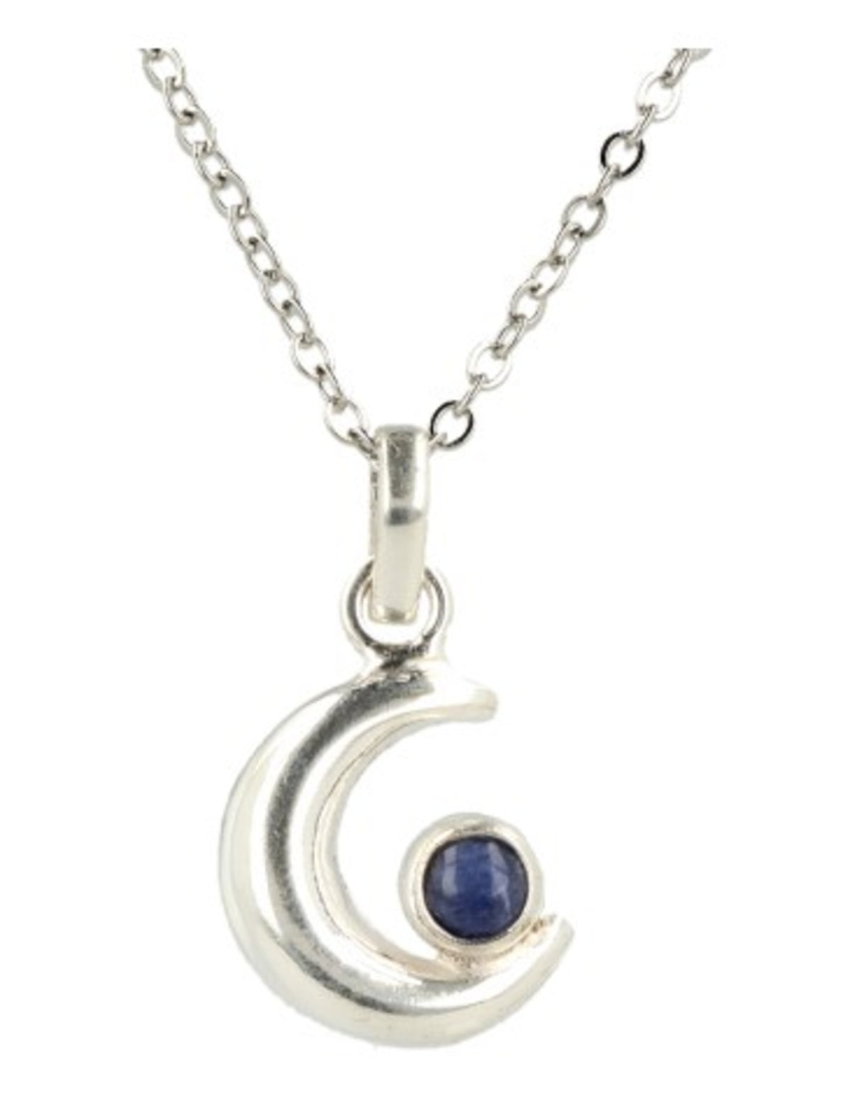 Sodalit hänge i silver, måne med rund sten, 2,3 cm