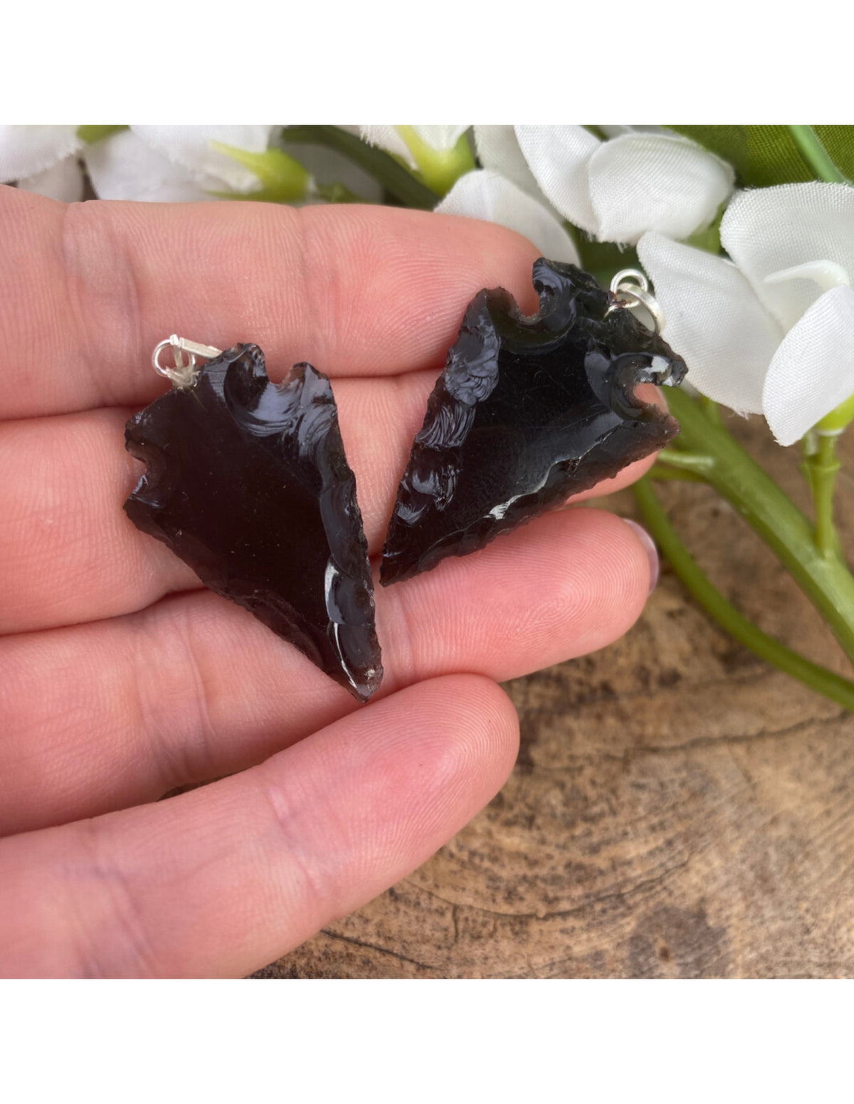 Obsidian hänge, spetsformat, 3 cm, 5 g
