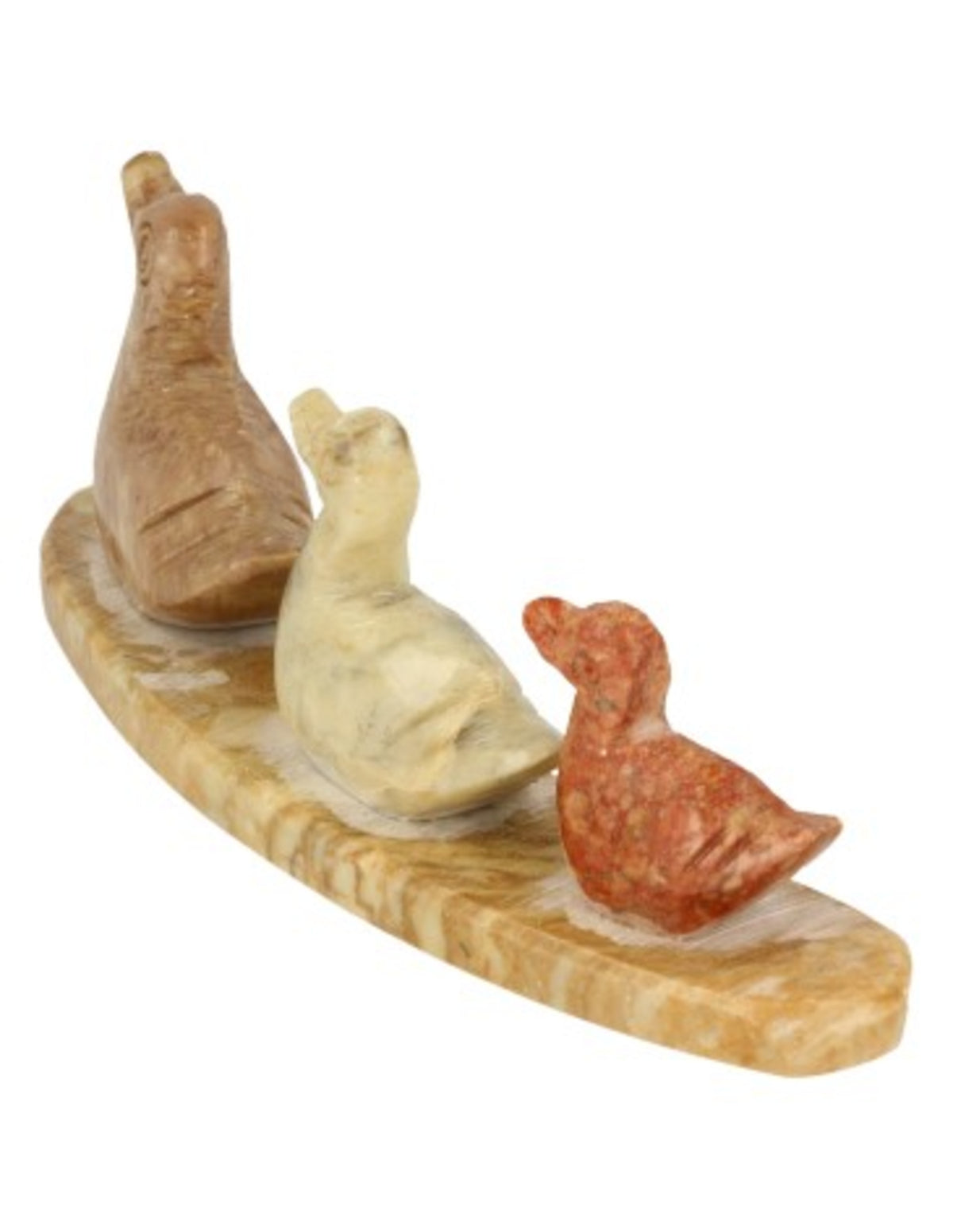 Täljsten tre ankor på list, färgad grön, 12 cm