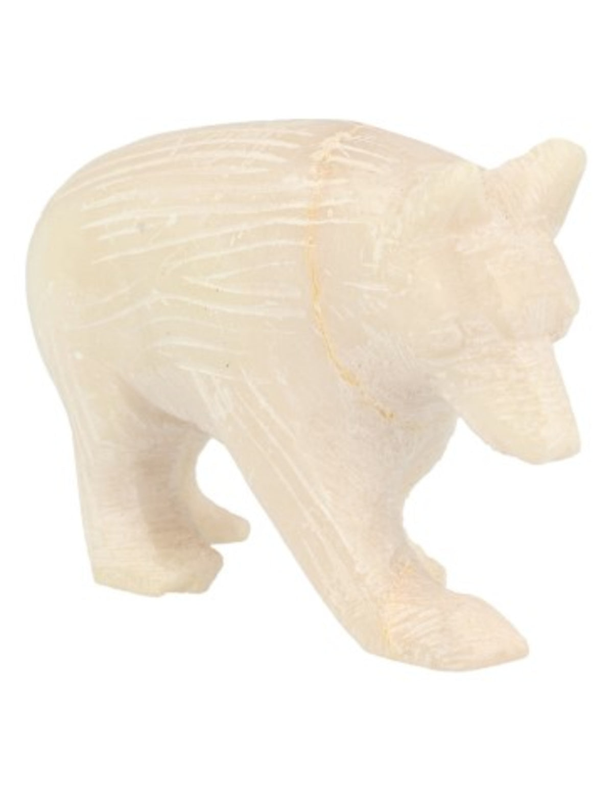 Täljsten björn, gående, vit, 6 cm