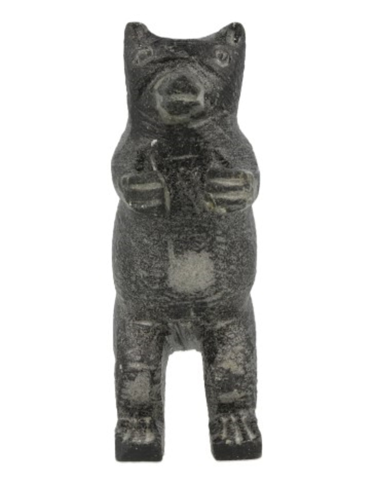 Täljsten björn, stående, svart, 8,5 cm