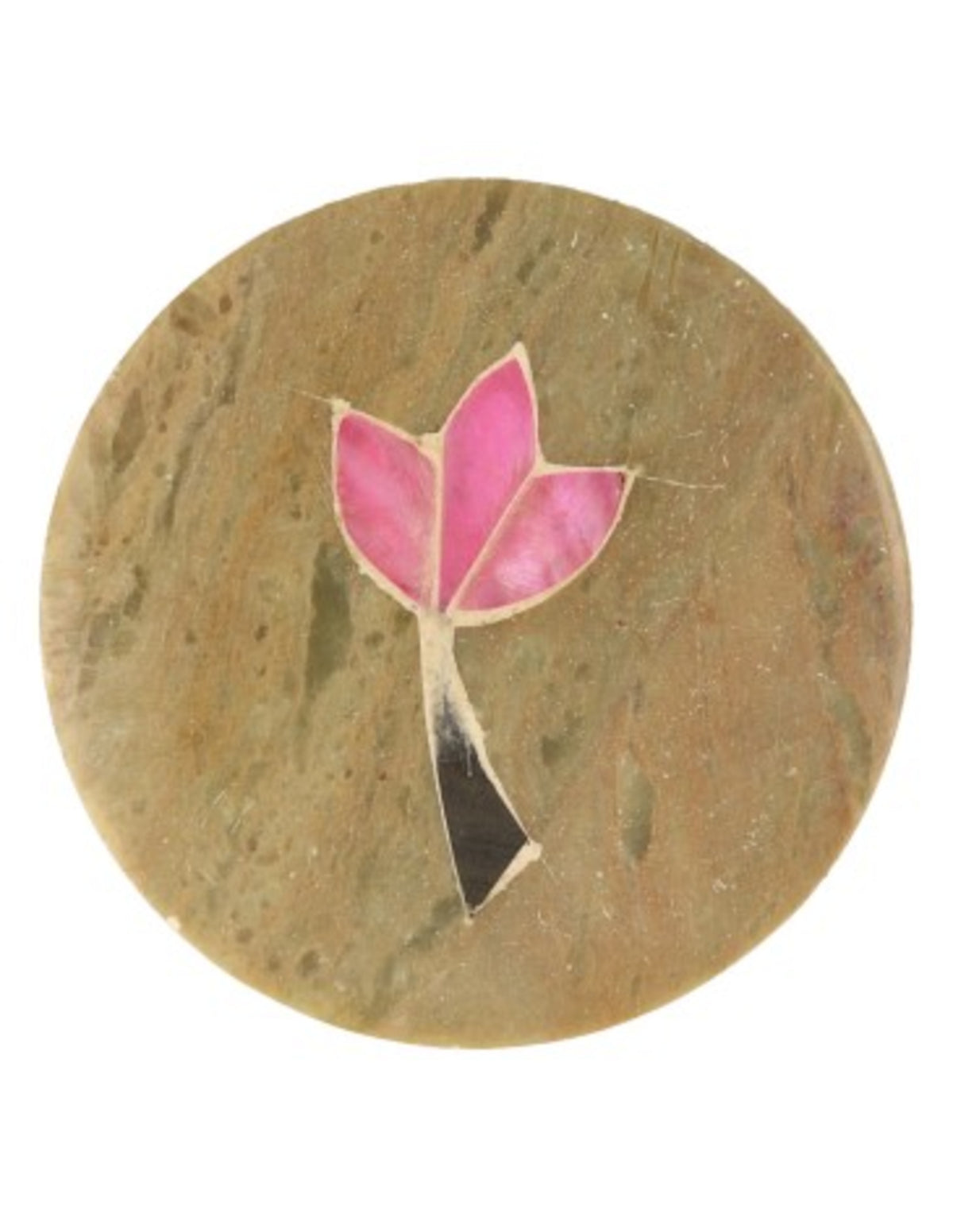 Täljsten ask, rund, med blomma, 4,5 cm