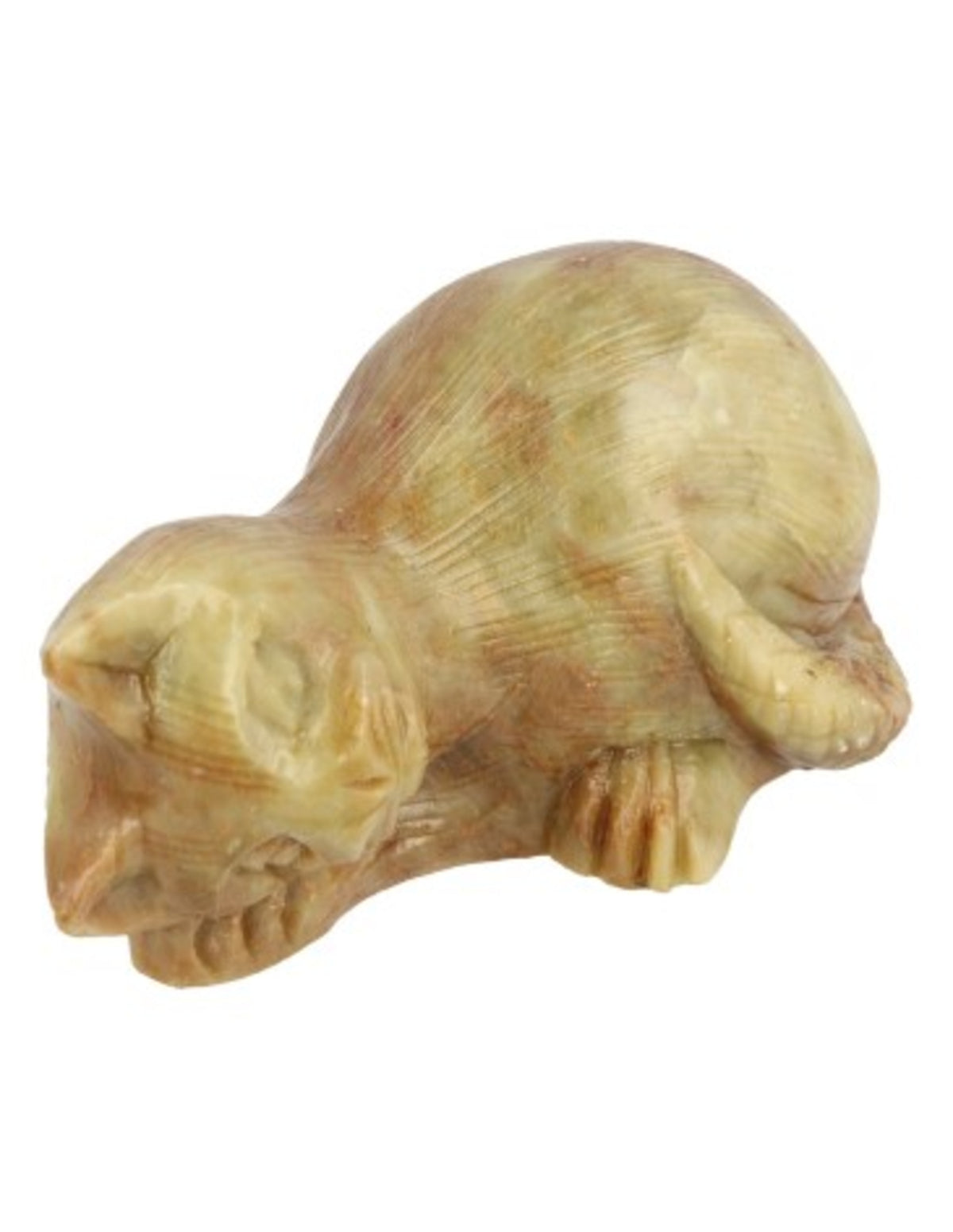 Täljsten figur, sovande katt, 7 cm