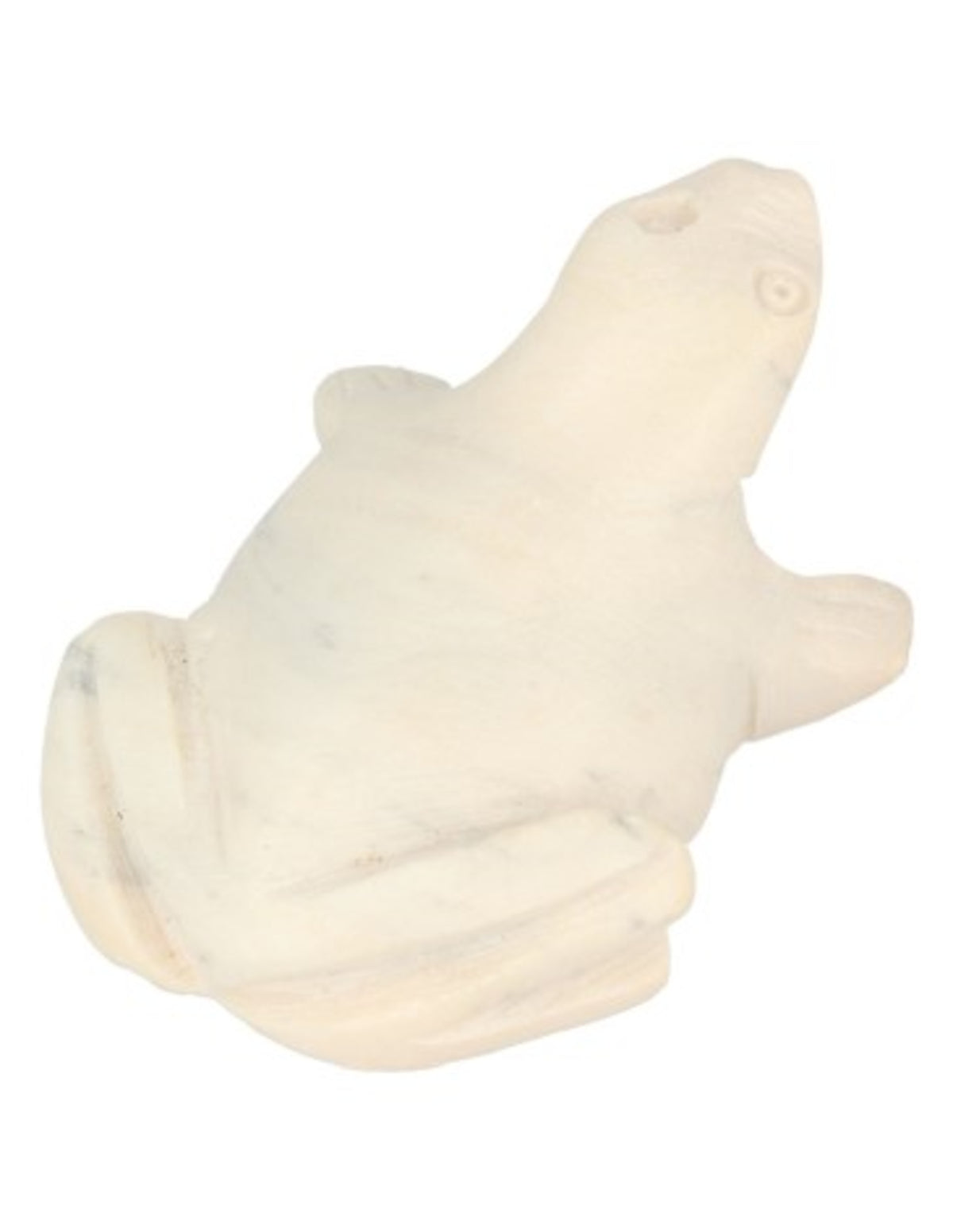 Täljsten figur, vit groda, 6 cm