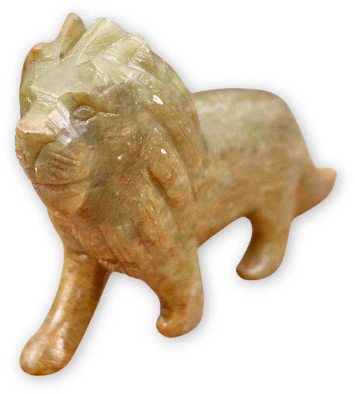 Täljsten figur, grönt lejon, 6 cm