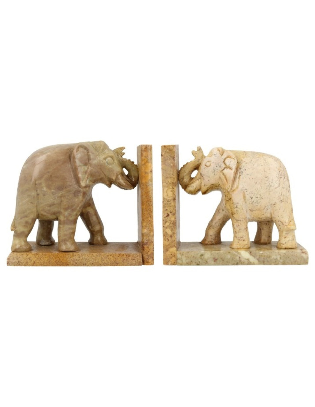 Täljsten bokstöd, elefanter, set om 2, 10 cm
