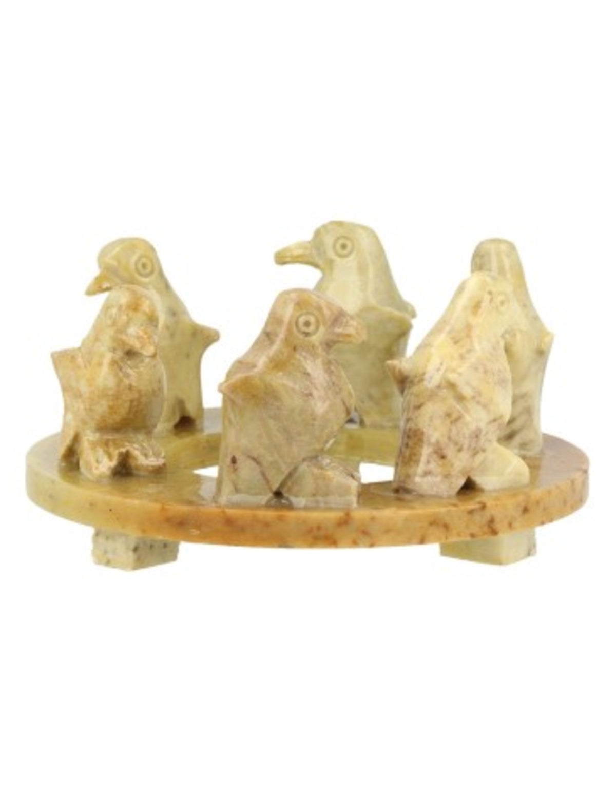 Täljsten pingviner på ring, figur, 8 cm