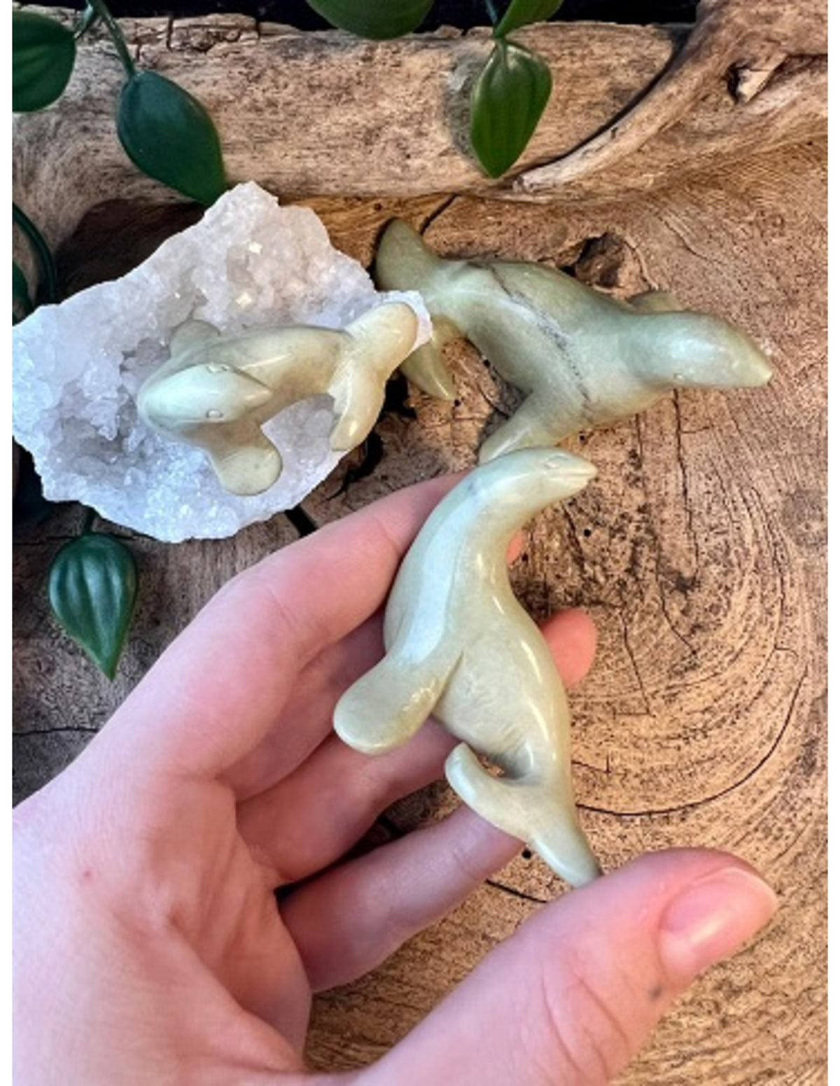 Täljsten säl, grön, 6 cm