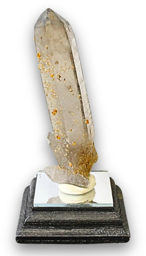 Spessartin på rökkvarts, rå, 11 cm, 80 g, nr 2