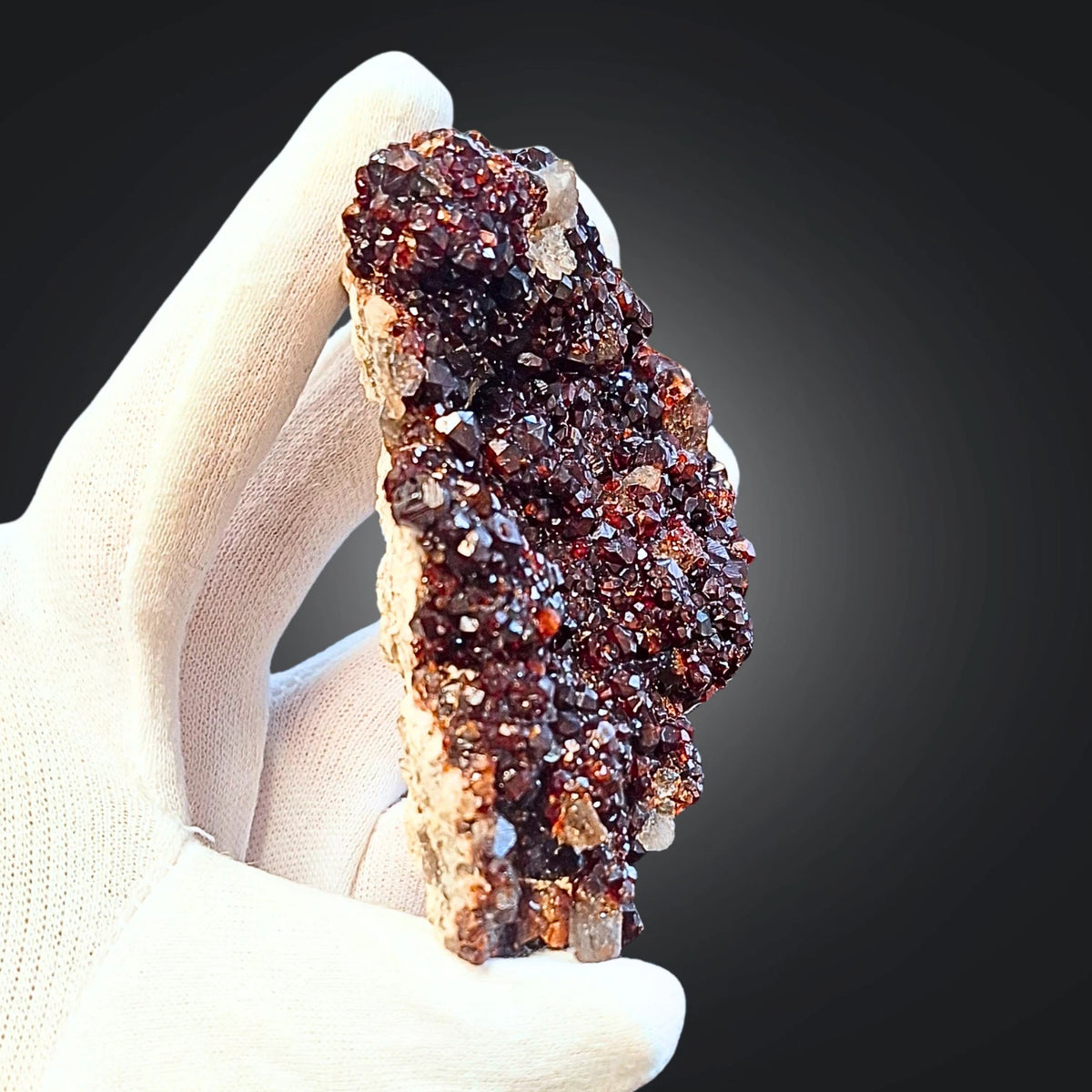 Spessartin med granat och rökkvarts, rå, 8,2 cm, nr 19