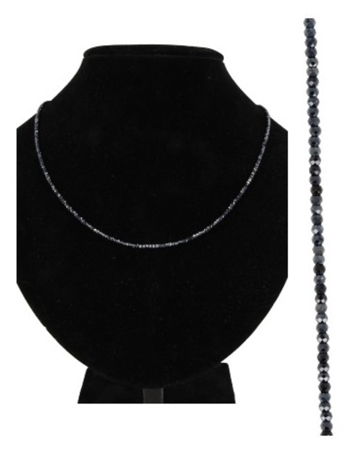 Spinell halsband i svart, belagd, fasettslipade stenar, 44 cm