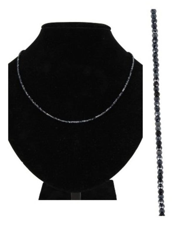 Spinell halsband i svart, belagd, fasettslipade stenar, 44 cm