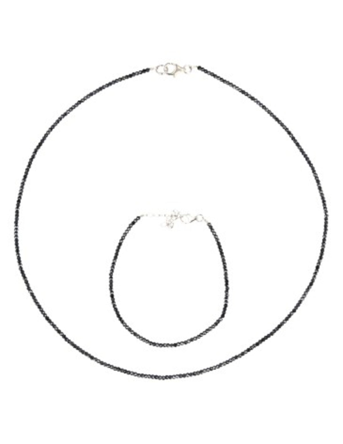 Spinell halsband i svart, belagd, fasettslipade stenar, 44 cm