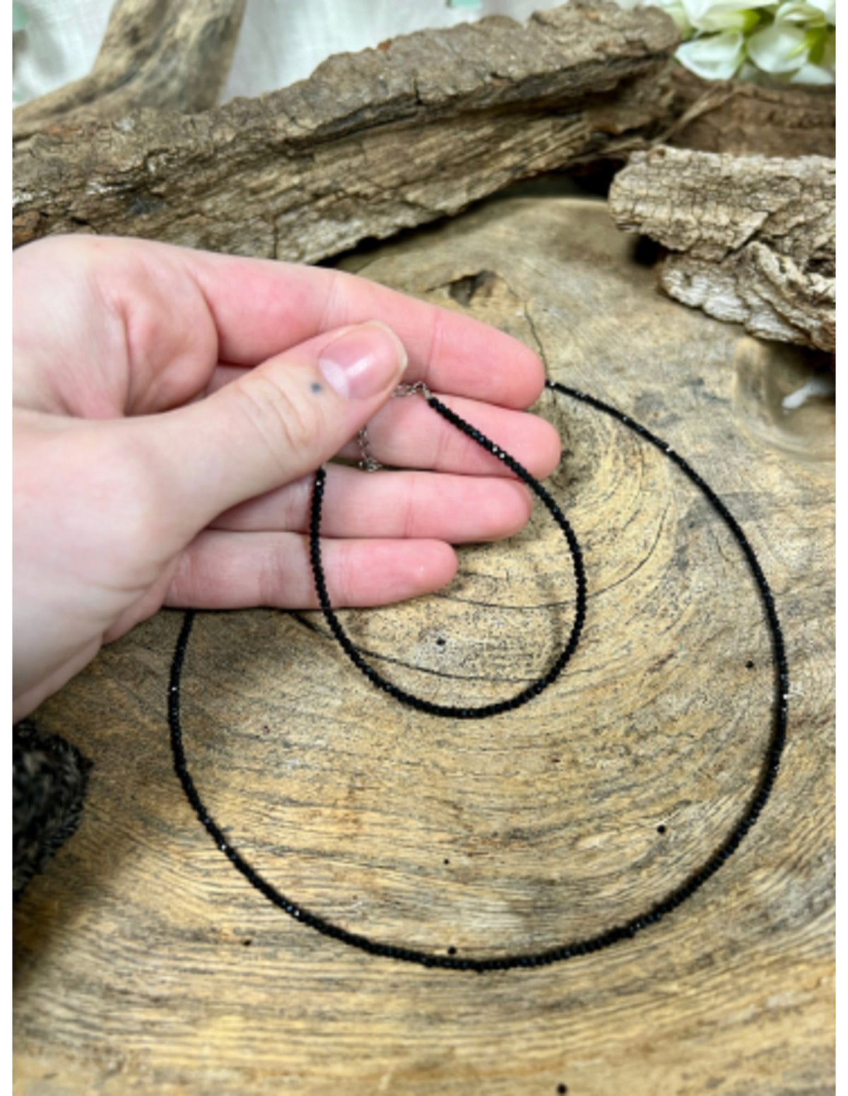 Spinell smyckesset i svart, halsband och armband