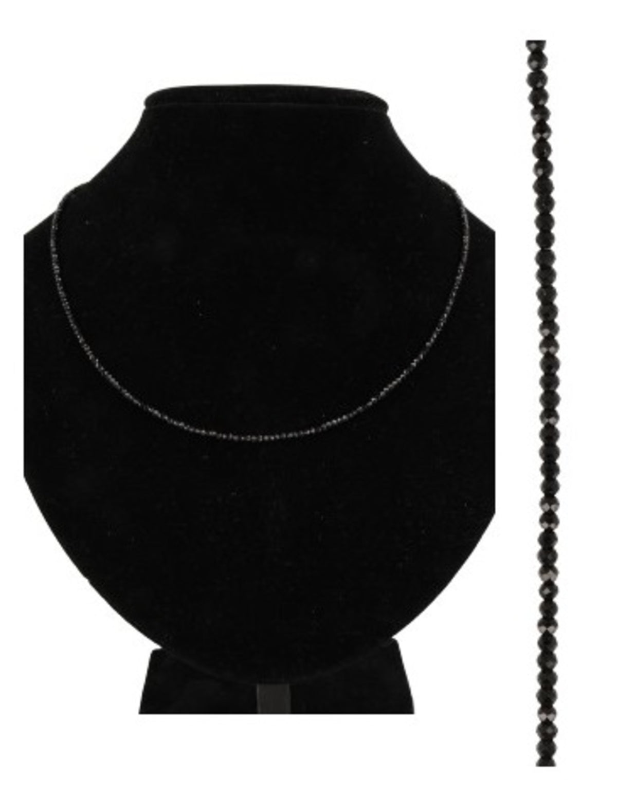 Spinell halsband i svart, små fasettslipade stenar, 44 cm