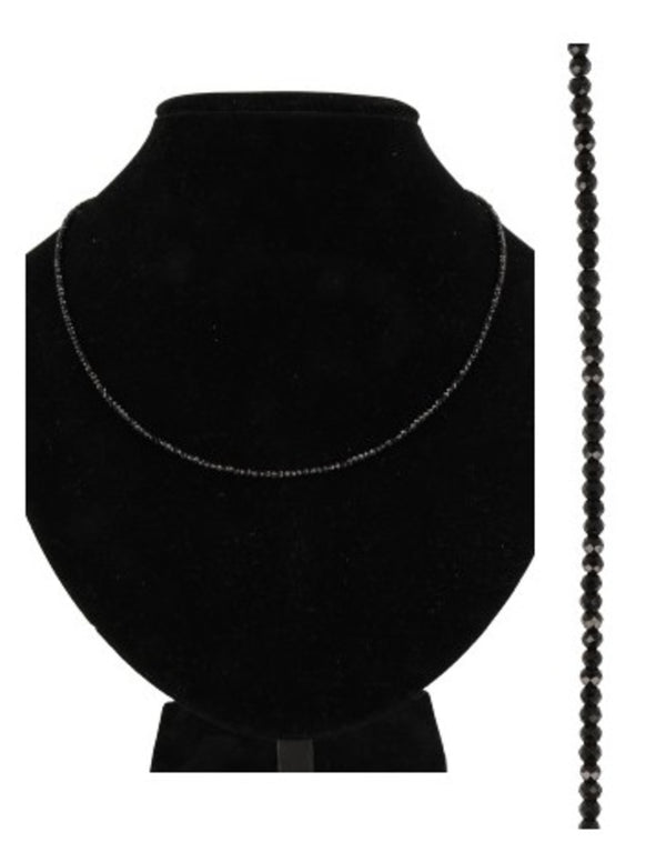Spinell halsband i svart, små fasettslipade stenar, 44 cm