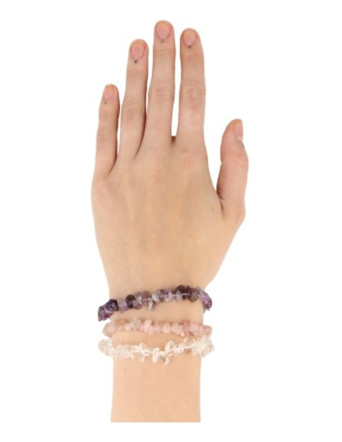 Armband Gyllene triangeln: ametist, bergkristall och rosenkvarts