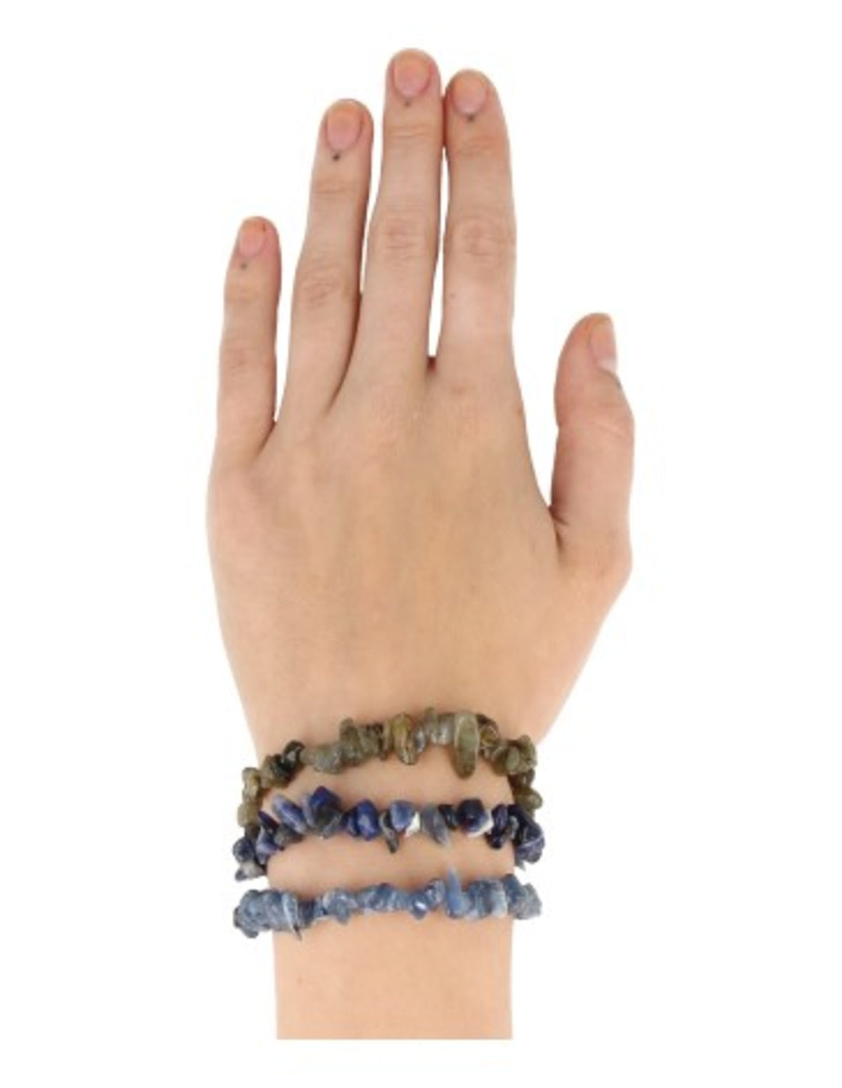 Kyanit armband med labradorit och sodalit, splitstenar, 18 cm