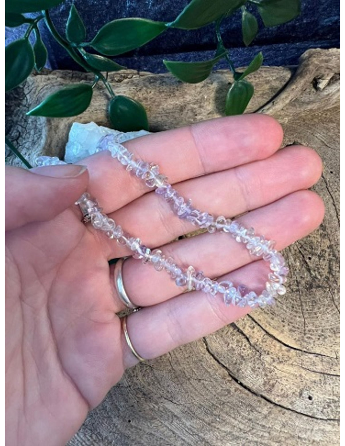 Ametrin halsband med splitstenar, smalt, 45 cm