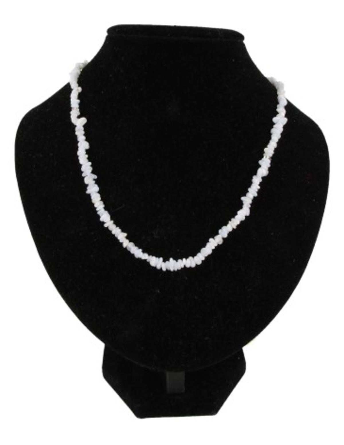 Kalcedon halsband med splitstenar, blå, smal, 45 cm