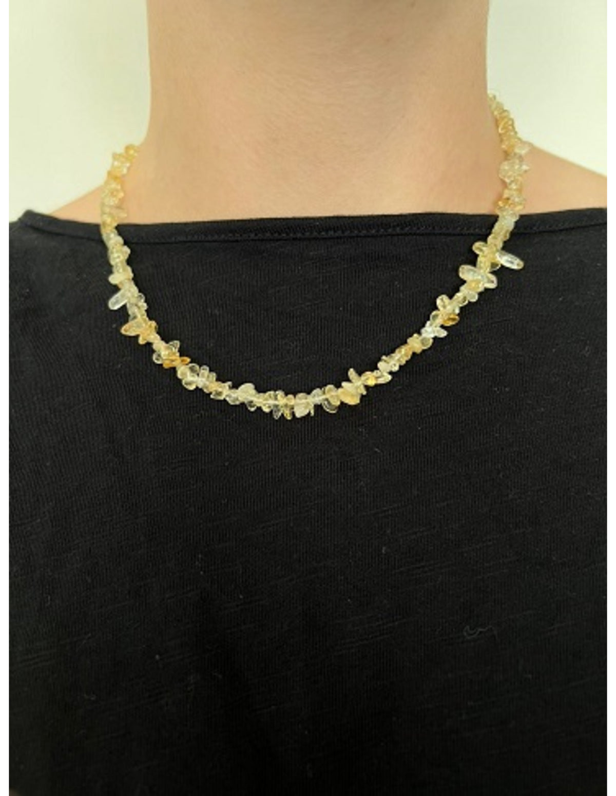Citrin halsband med splitstenar, värmebehandlad, smal, 45 cm