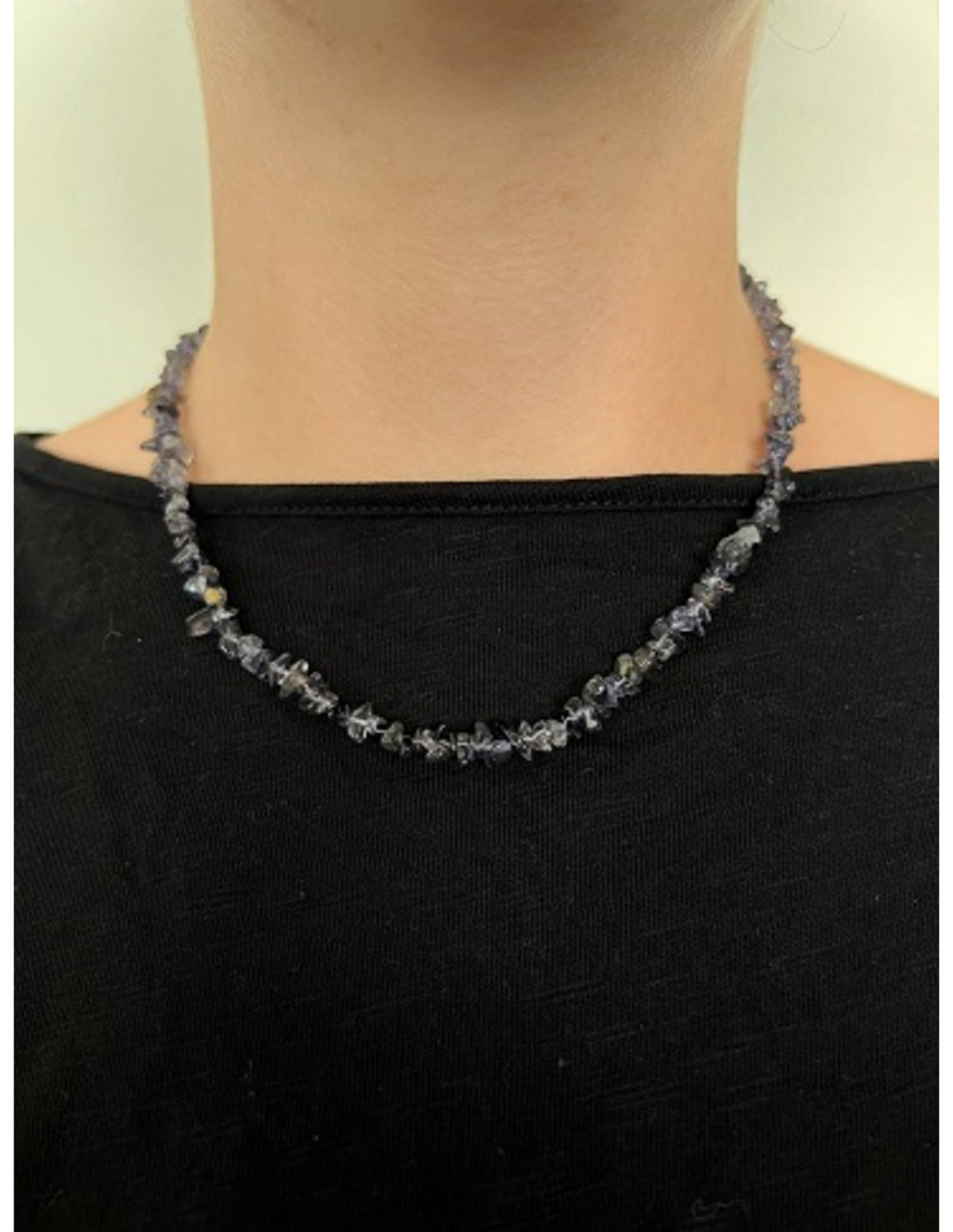 Iolit halsband med splitstenar, smalt, 45 cm, silverfärgat lås