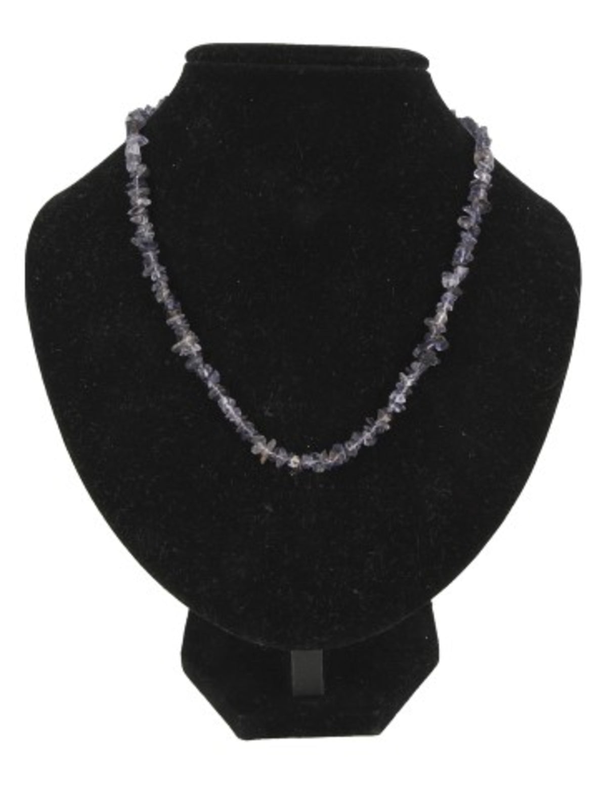 Iolit halsband med splitstenar, smalt, 45 cm, silverfärgat lås