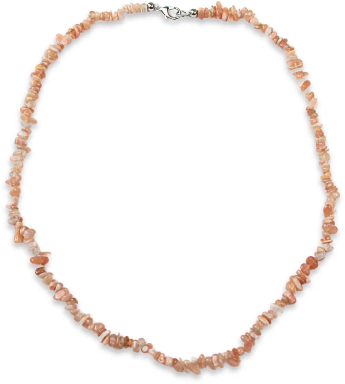 Orange månsten halsband med smala splitstenar, 45 cm