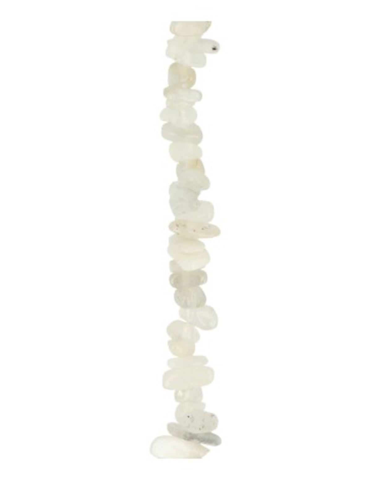 Vit månsten halsband med smala splitstenar, 45 cm