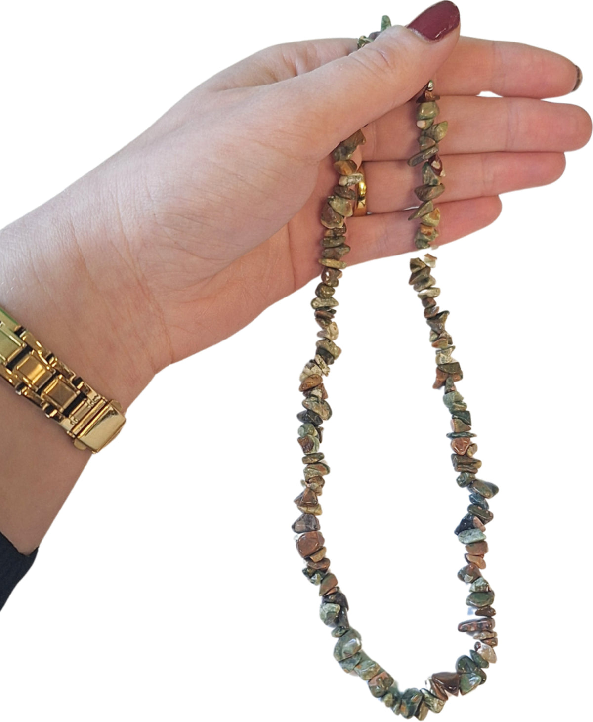 Ryolit halsband med splitstenar, 45 cm