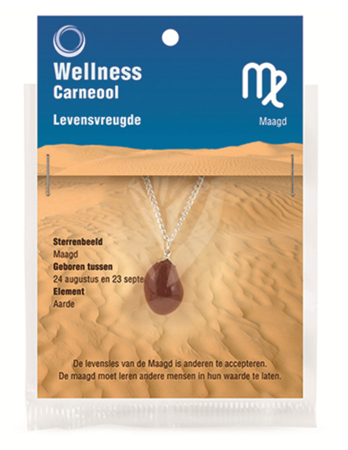 Karneol hänge Jungfrun i 925 silver med kedja, 45 cm