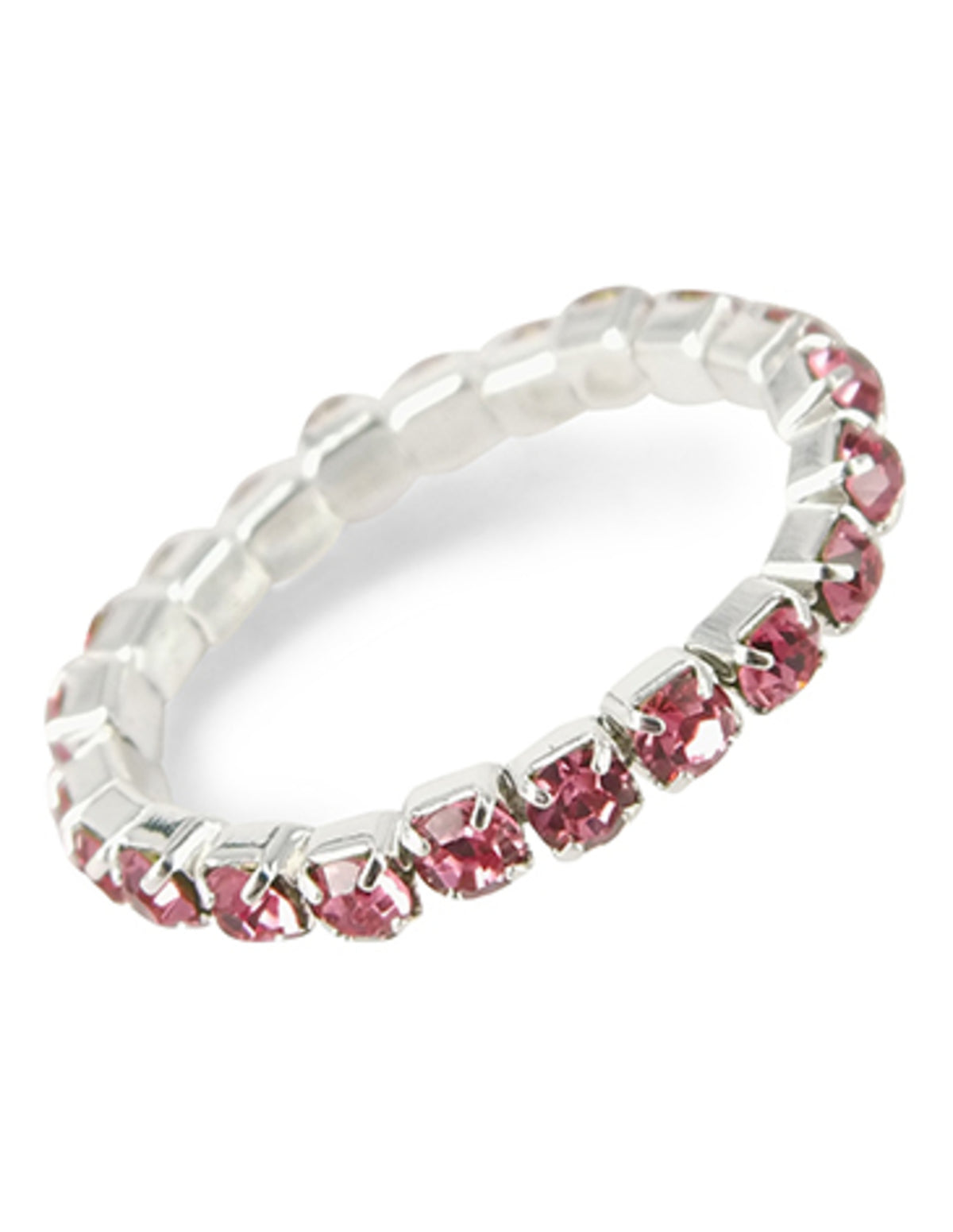 Metall stretchring med färgade stenar, rosa