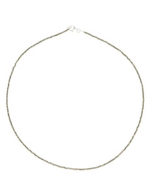 Pyrit halsband, fasettslipade stenar, silverlås, 44 cm