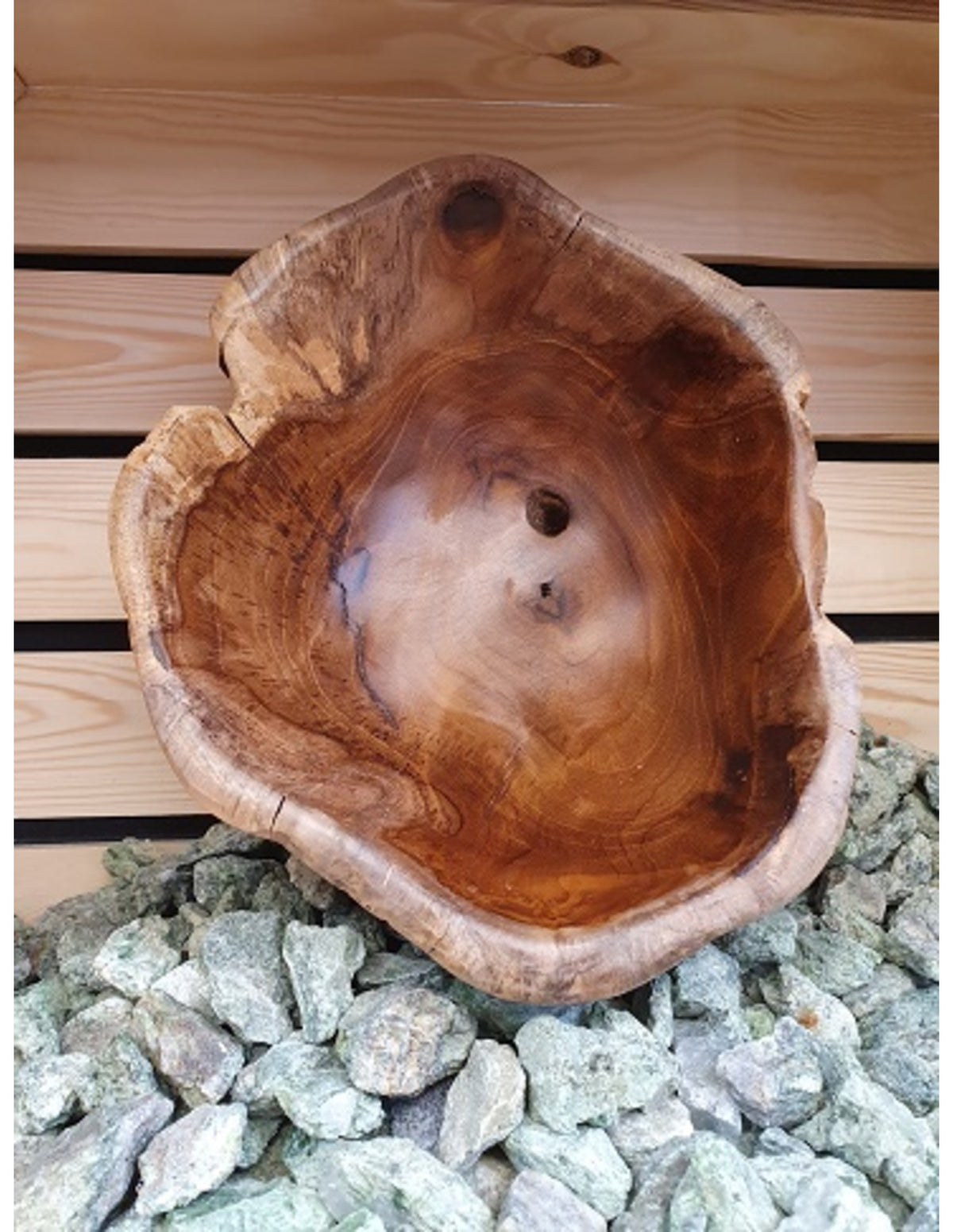 Teak skål, ca 25 x 15 cm