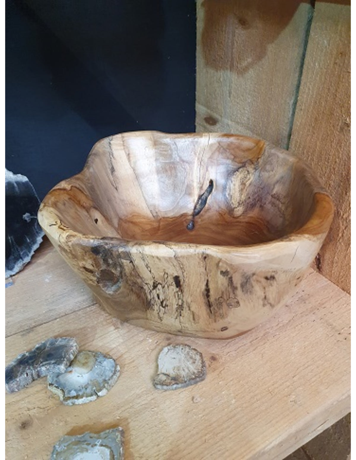 Teak skål, ca 25 x 15 cm