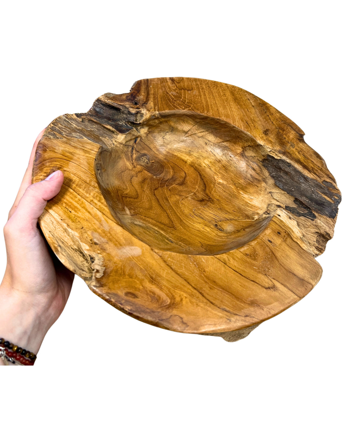Teakträ skål, diameter ca 30 cm, nr 01