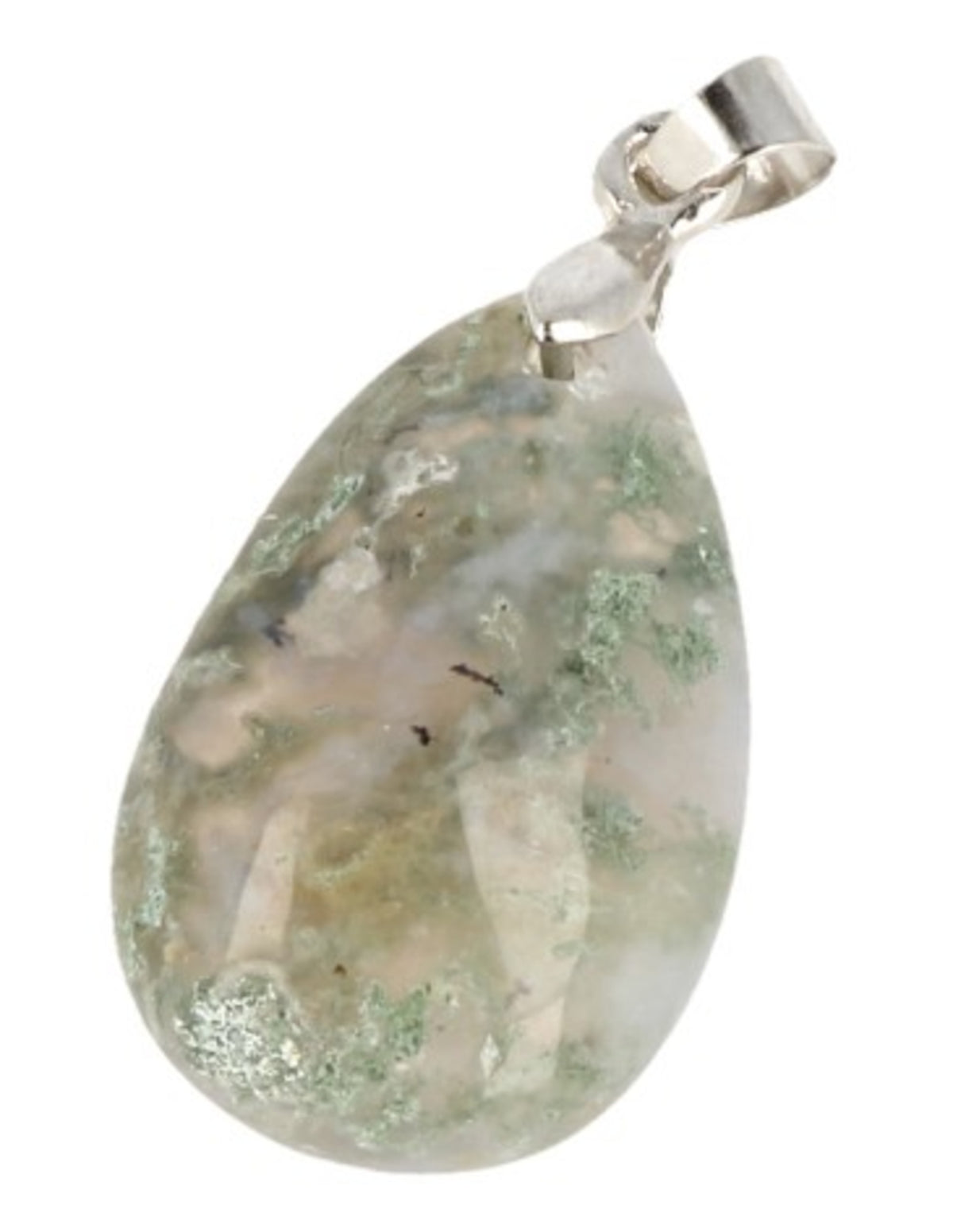 Mossagat hänge, droppform, 2,5 cm, Indien