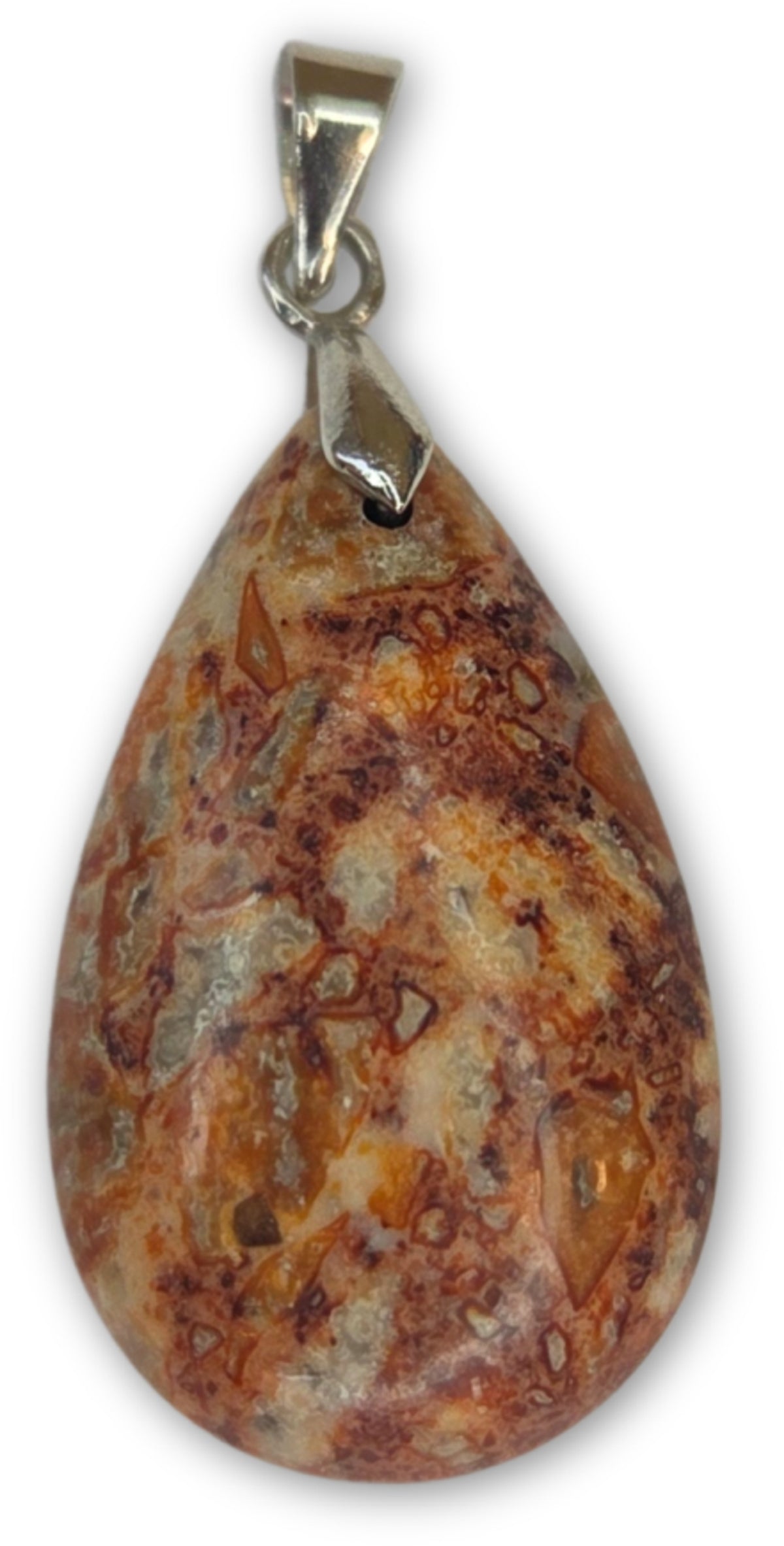 Leopardjaspis hänge, droppformad, flerfärgad, 2,5 cm