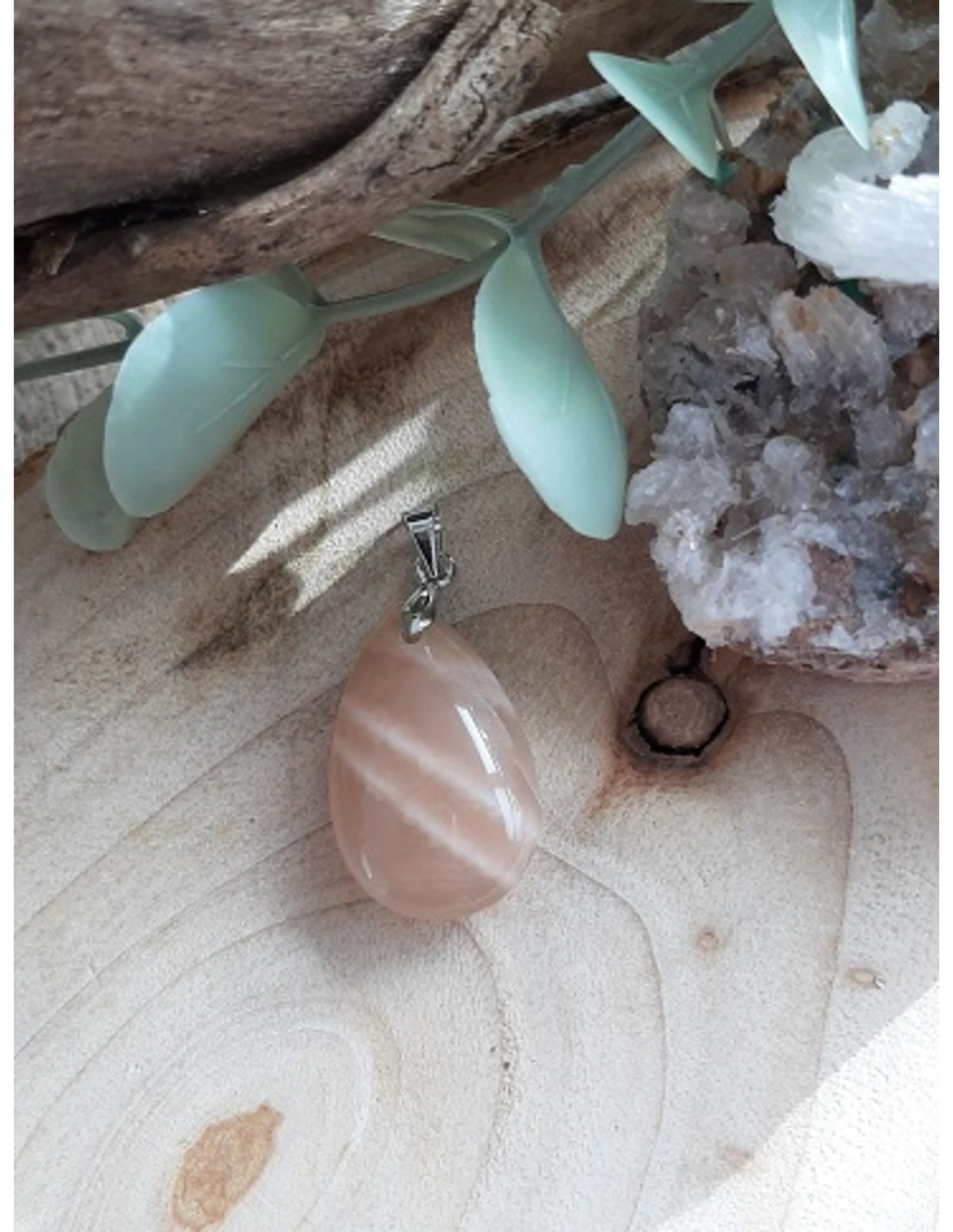 Orange månsten hänge, droppform