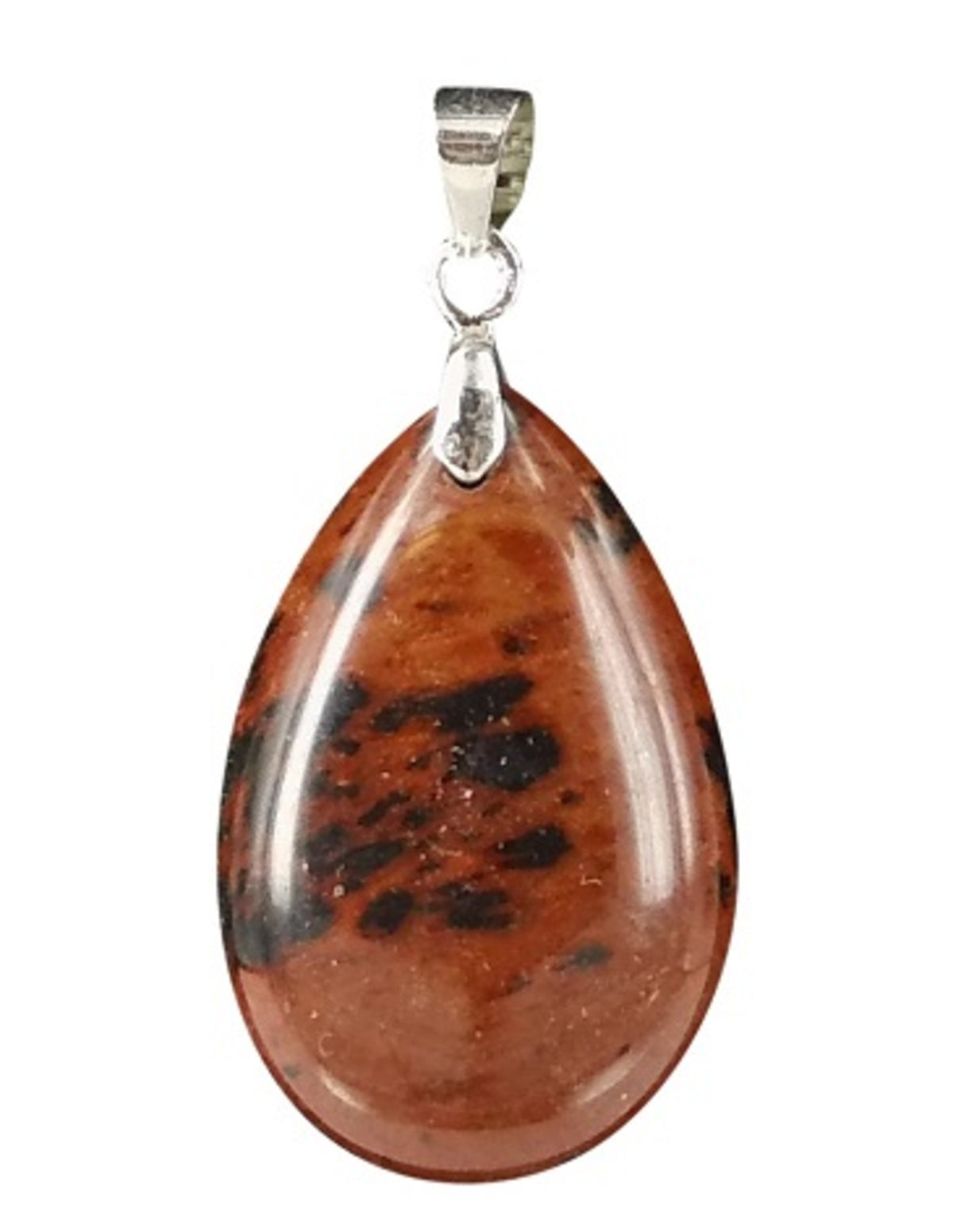 Obsidian hänge, droppformat, mahogny, 25 mm