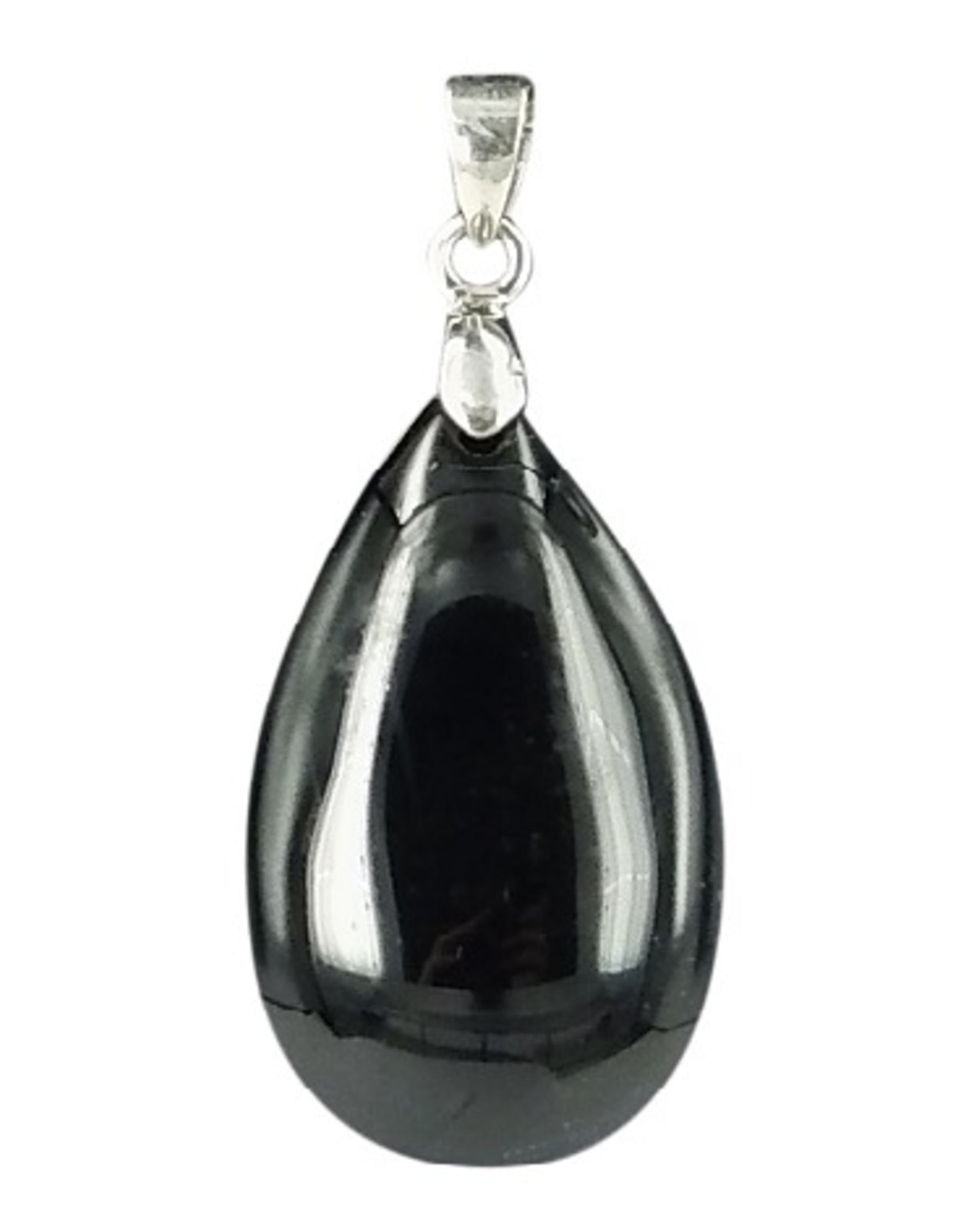 Obsidian hänge, droppformat, svart, 4 cm, 20 g