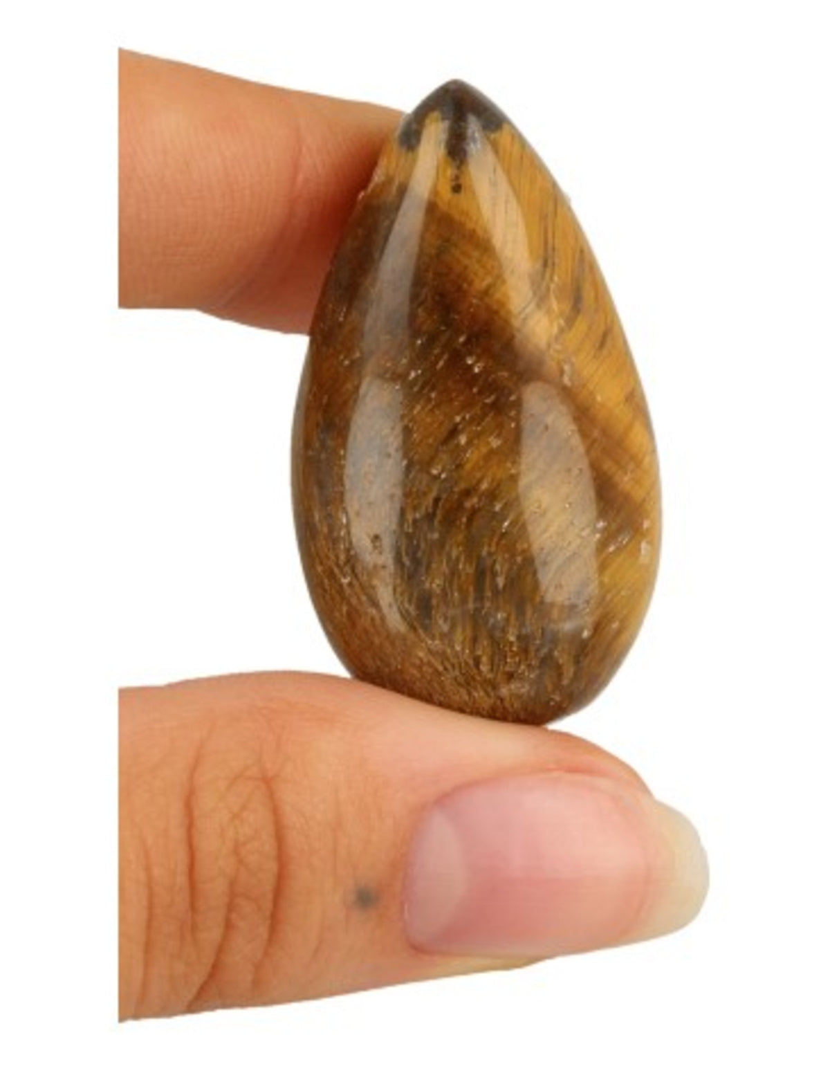 Tigeröga hänge, droppe, A-kvalitet, på läderband, 3 till 4 cm