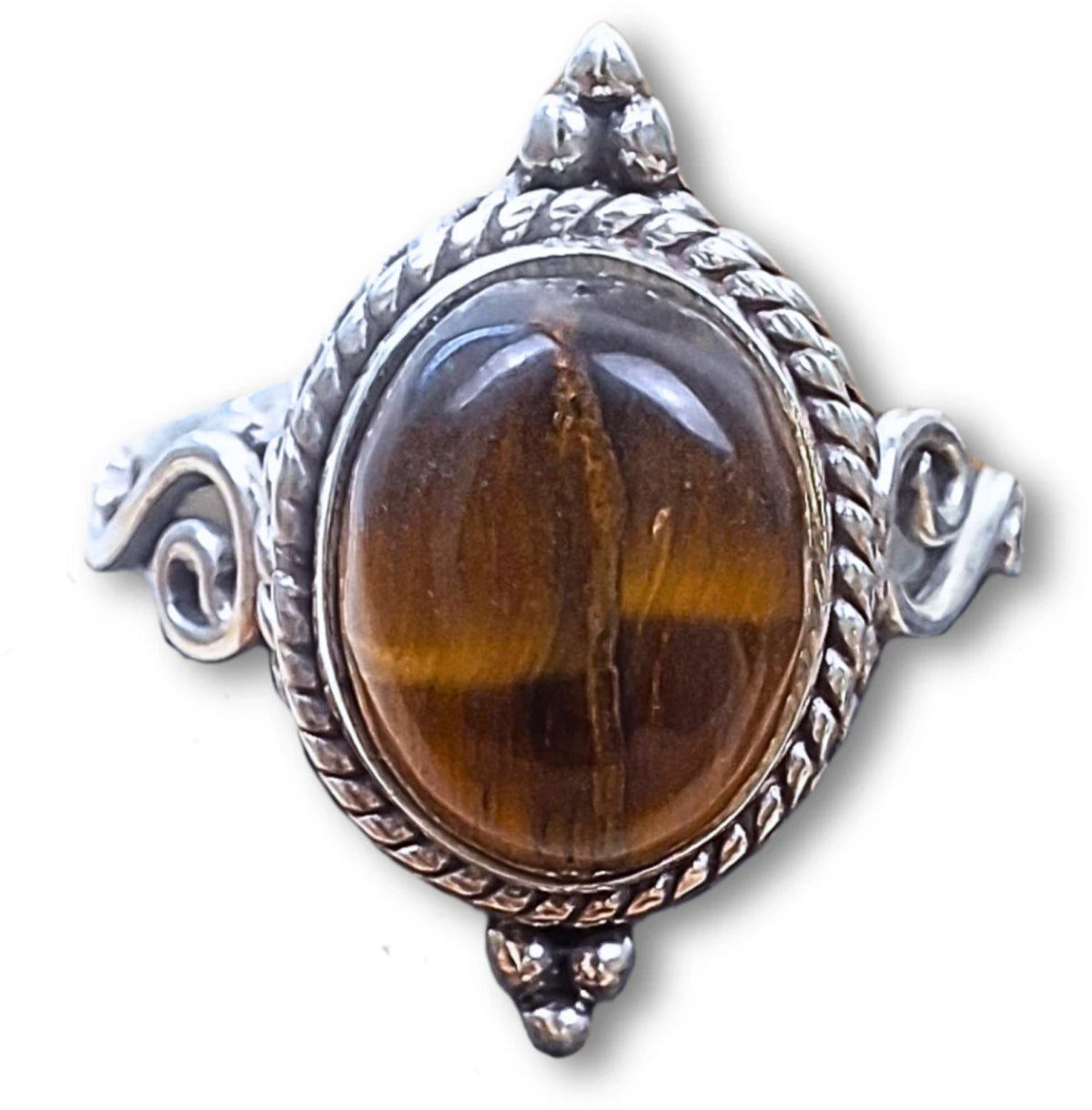 Tigeröga ring i 925 silver, boho, storlek 16, nr 12